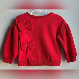 Just Lizzy - Girl's Red LS Top With Bows, Sz 2T